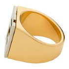 Fendi Gold and Silver Forever Fendi Logo Signet Ring