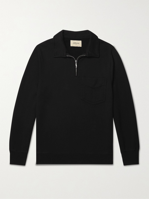 Photo: Bellerose - Fadi Half-Zip Cotton-Jersey Sweatshirt - Black