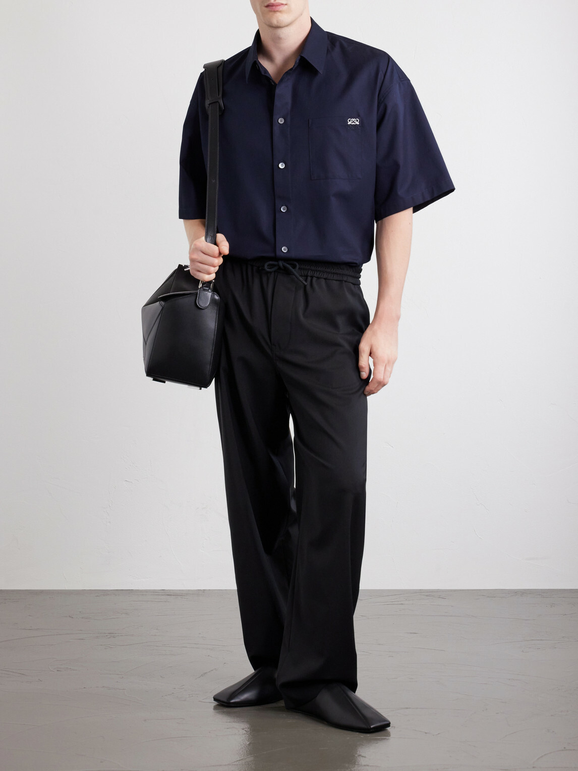 LOEWE - Straight-Leg Wool Drawstring Trousers - Black