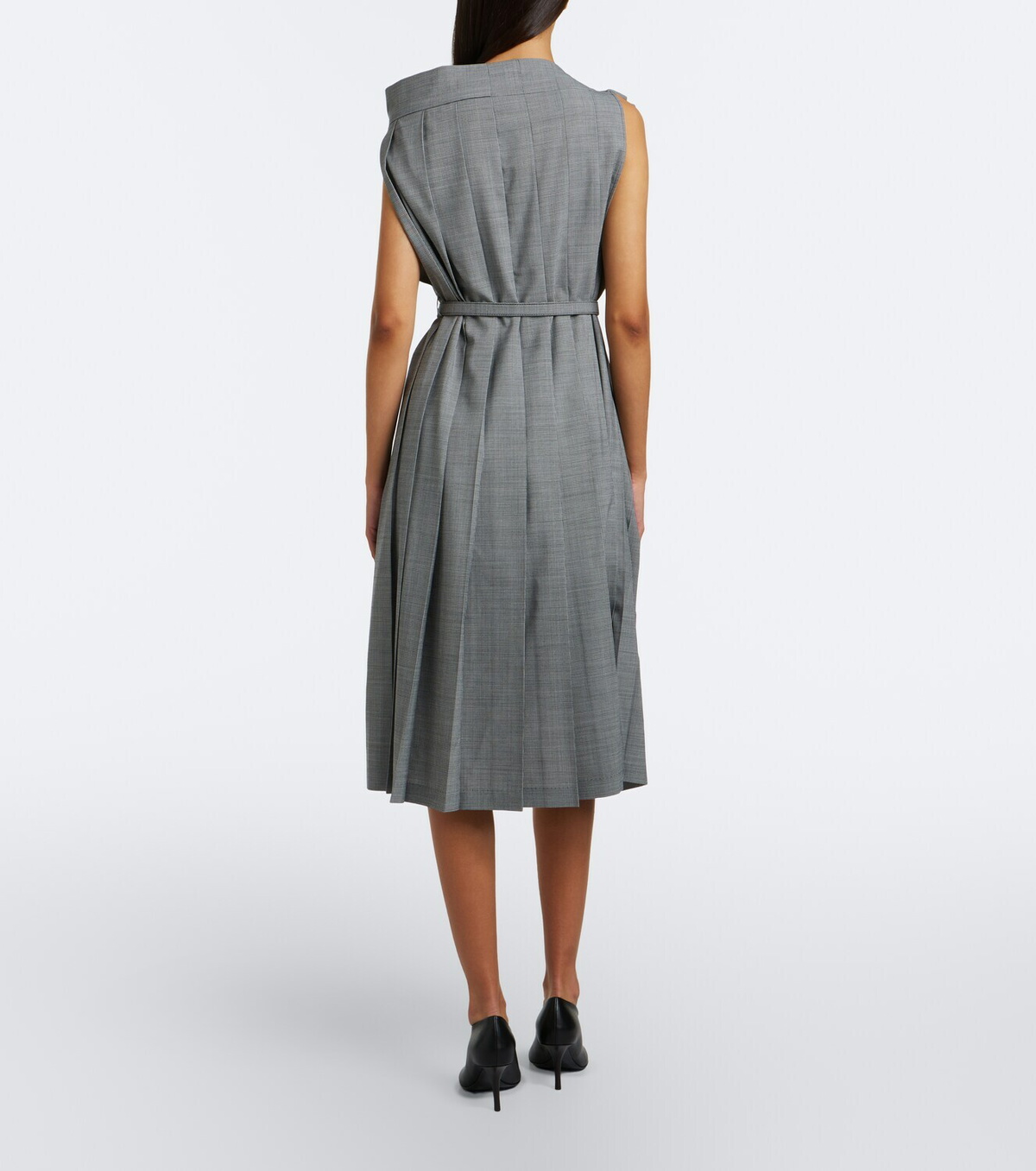 Junya Watanabe Houndstooth pleated asymmetric midi dress