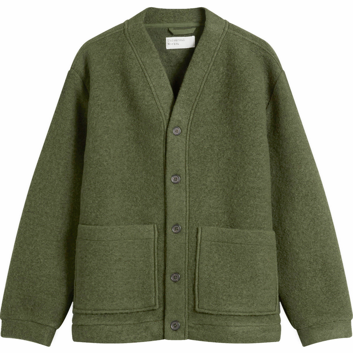 Universal Works Men's Presented by END. Wool Fleece Adv Cardigan in Olive