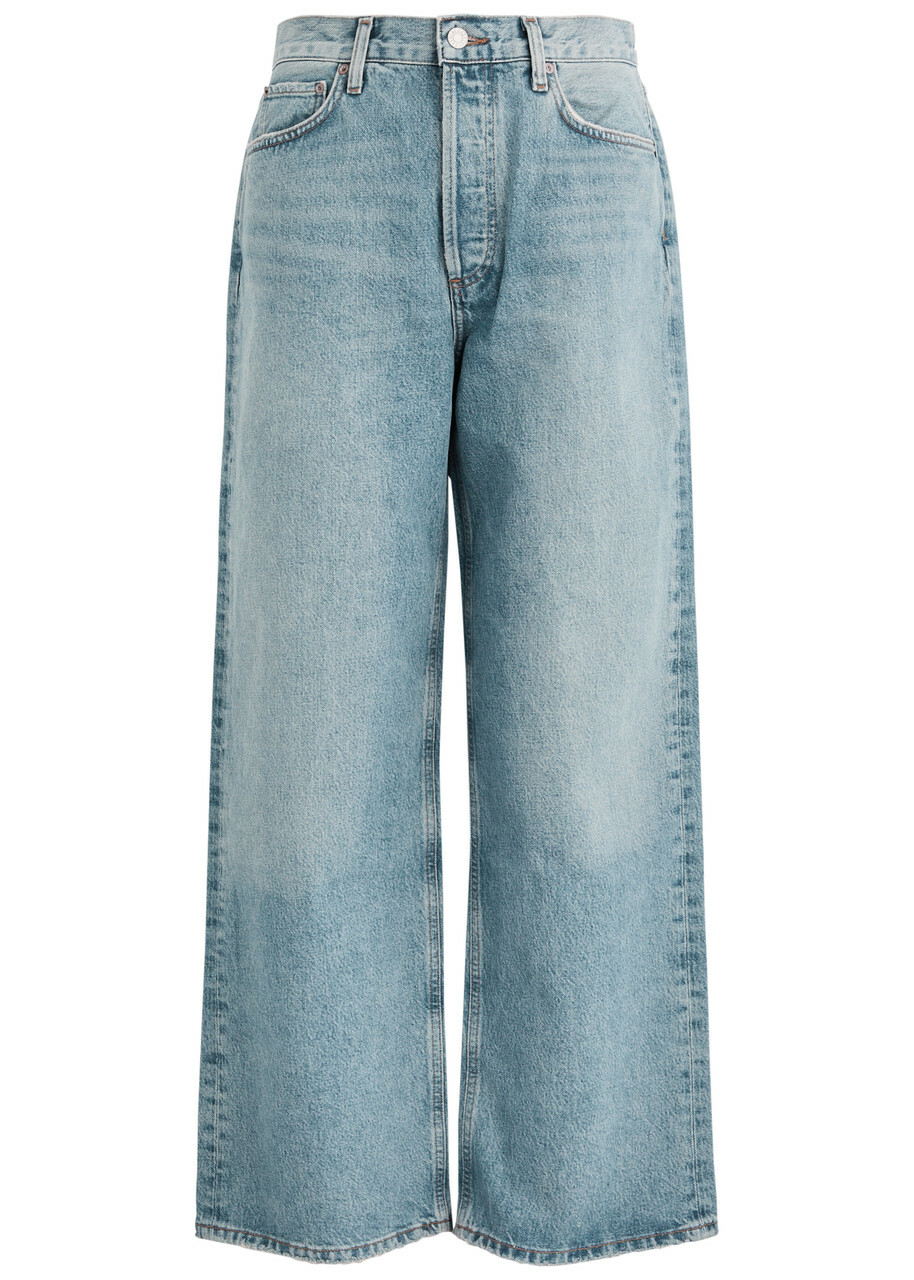 Agolde Low Slung Baggy Distressed Wide-leg Jeans Blue