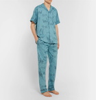 Desmond & Dempsey - Printed Cotton Pyjama Trousers - Men - Blue