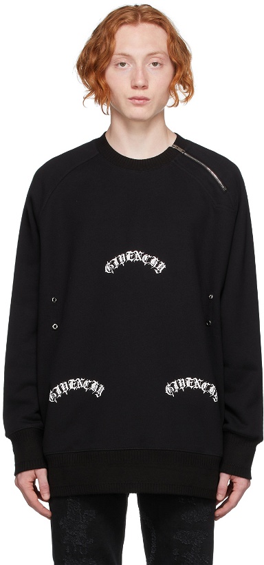 Photo: Givenchy Black Oversized Metallic Detail Sweatshirt