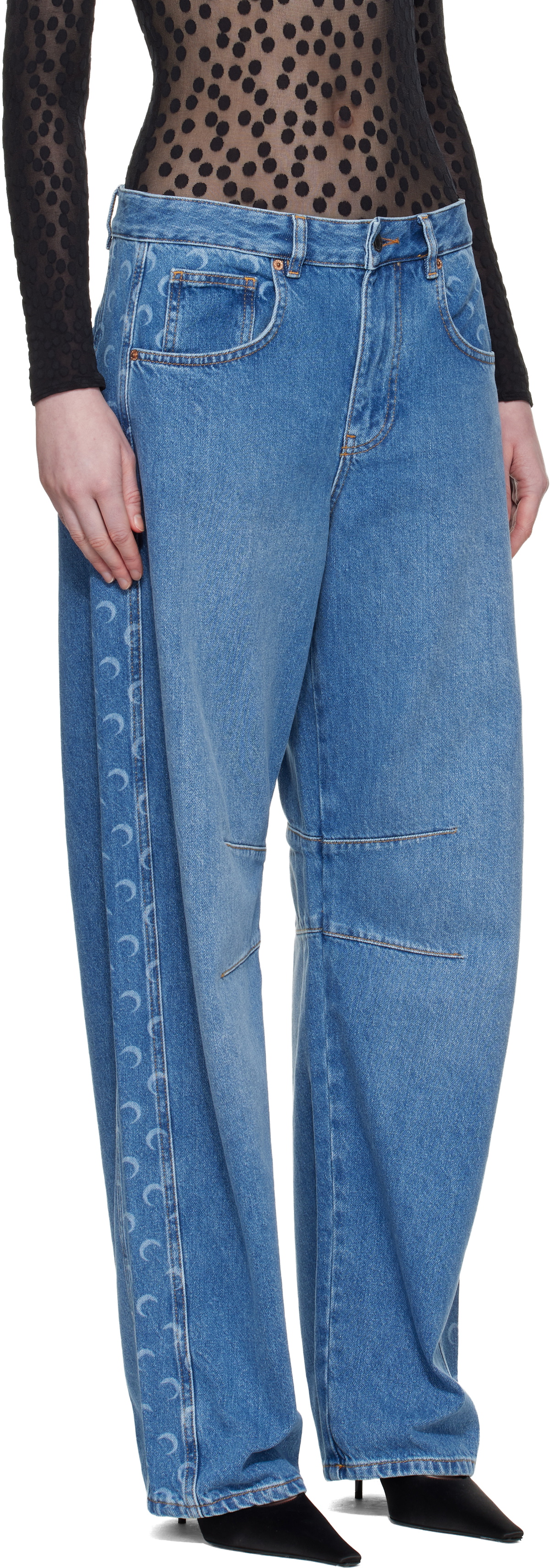Marine Serre Blue Barrel Denim Jeans