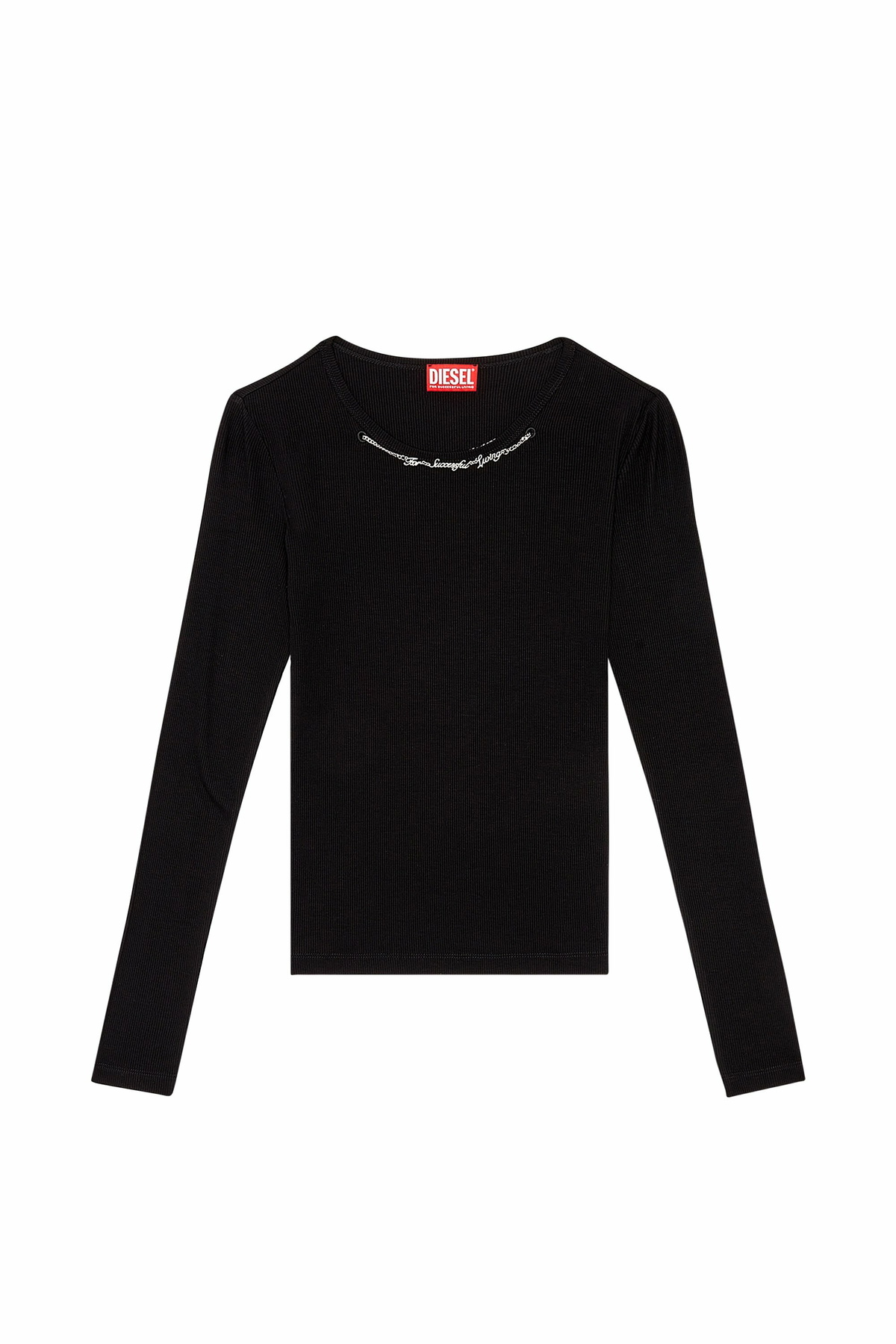 Diesel Long-sleeve top with chain necklace - T-Shirts Womens in Black