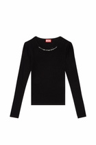 Diesel Long-sleeve top with chain necklace - T-Shirts Womens in Black