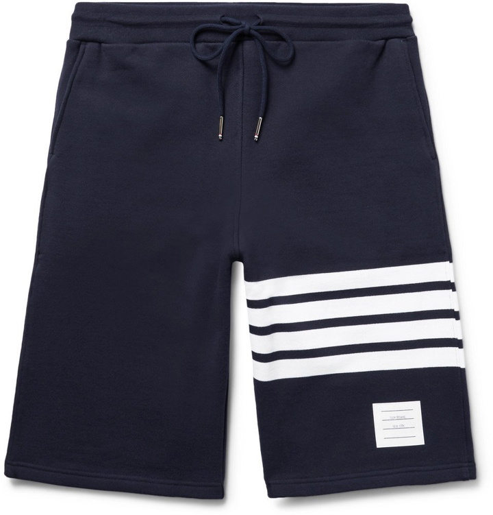 Photo: Thom Browne - Striped Loopback Cotton-Jersey Shorts - Men - Blue