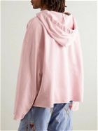 KAPITAL - Grosgrain-Trimmed Frayed Cotton-Jersey Hoodie - Pink