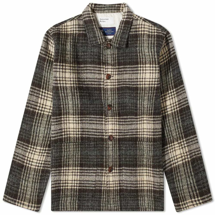 Photo: Universal Works Men's Check Wool Easy Overshirt in Brown