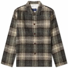 Universal Works Men's Check Wool Easy Overshirt in Brown