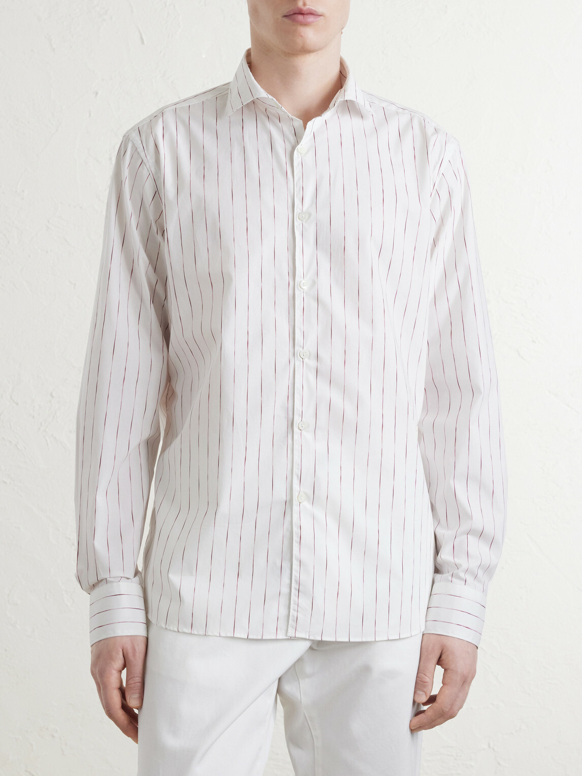 Canali - Striped Cotton-Poplin Shirt - White