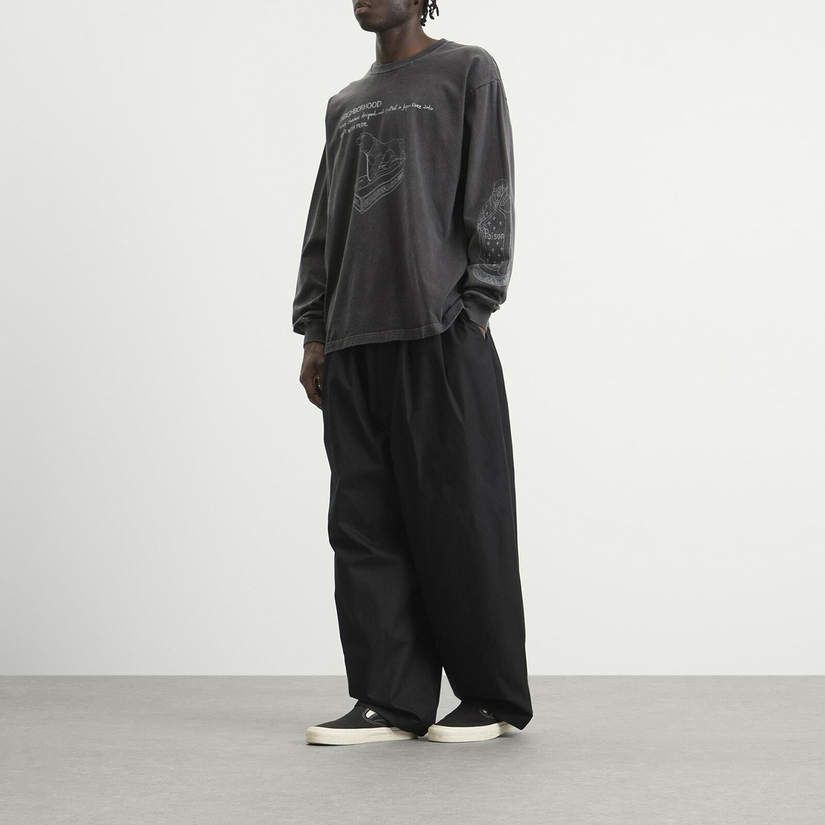 Neighborhood Men's LS-8 Pigment Dyed Long Sleeve T-Shirt in Black