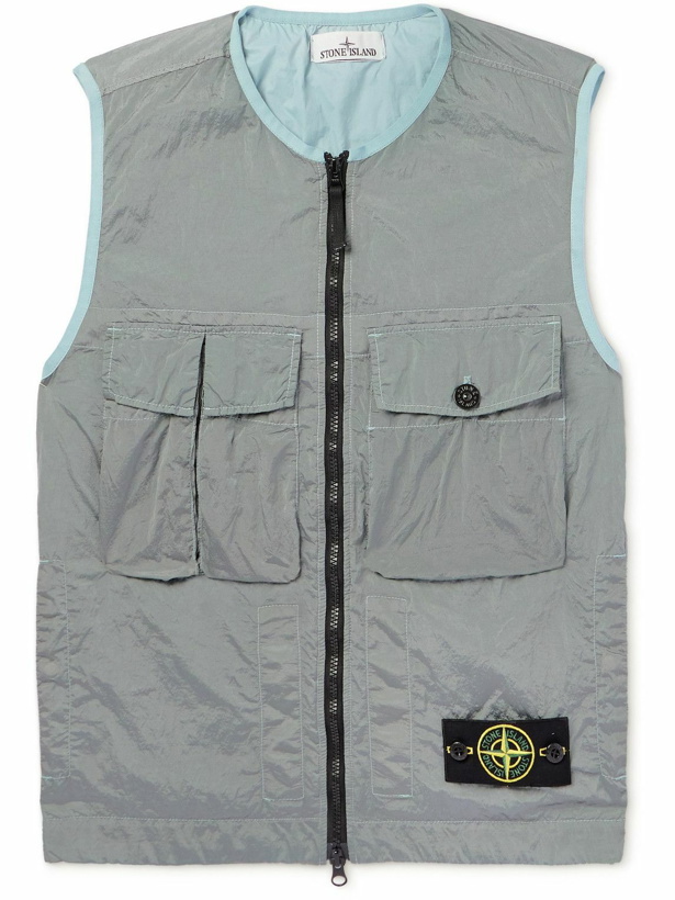 Photo: Stone Island - Logo-Appliquéd ECONYL® Nylon Metal Gilet - Gray