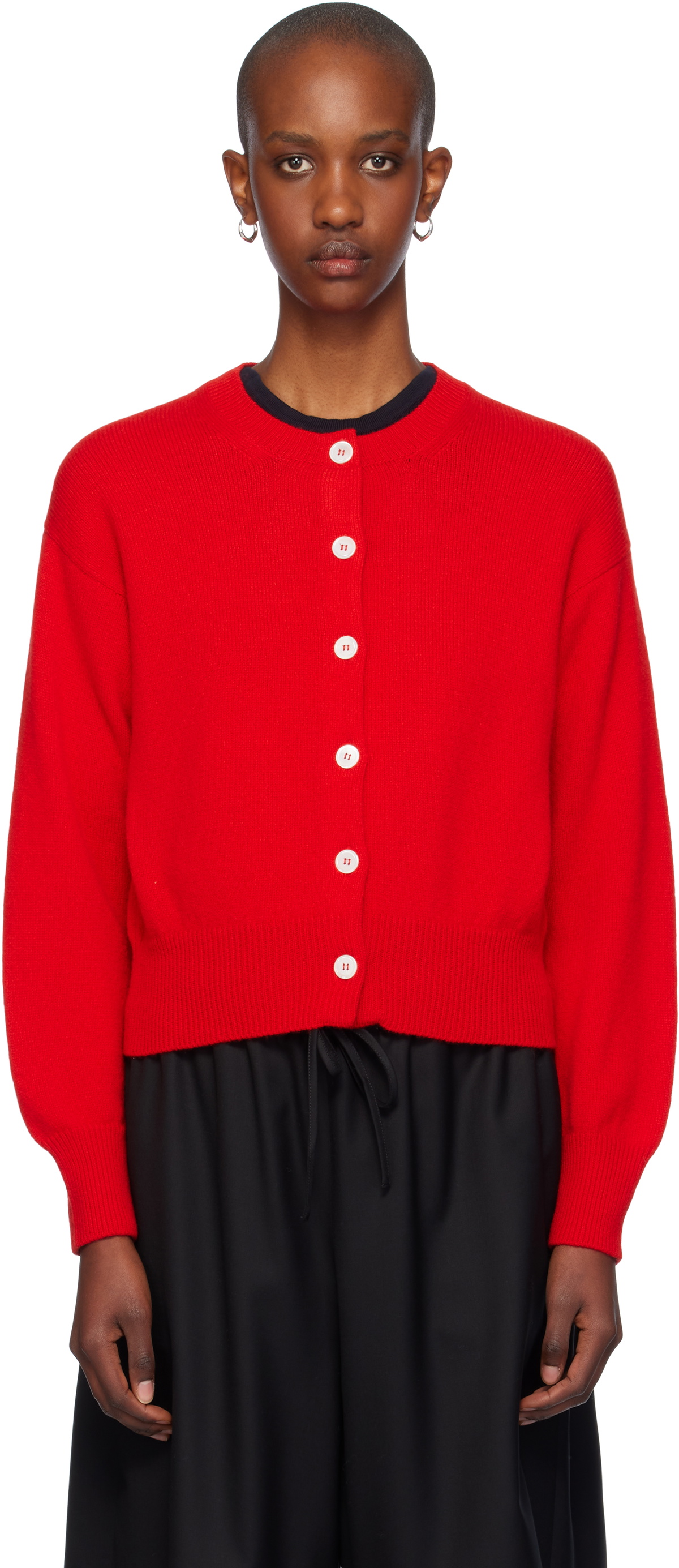 Daughter Red ADA Crewneck Cardigan