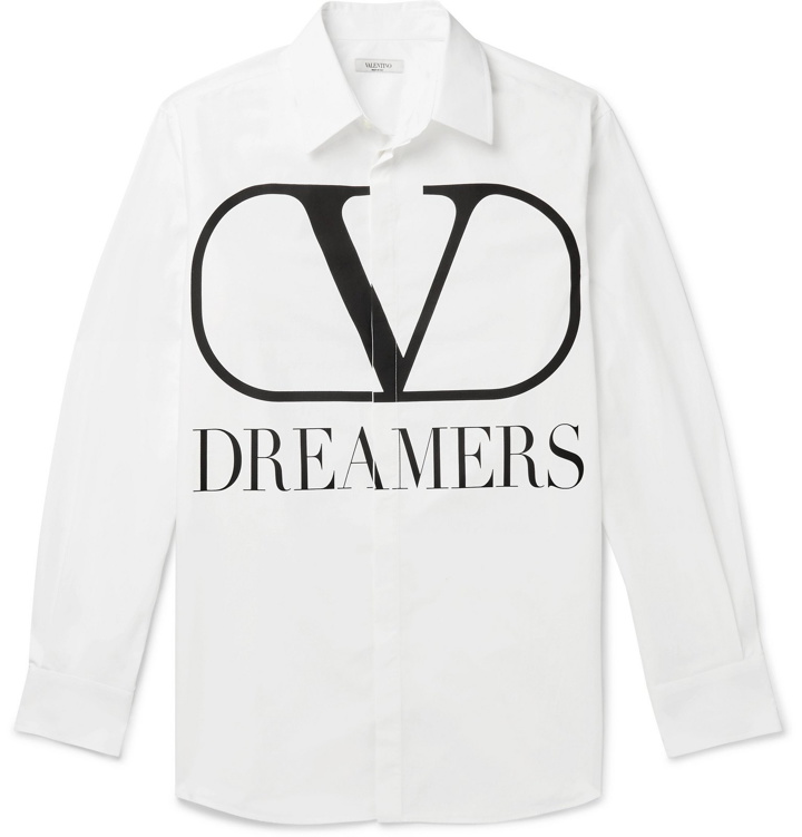 Photo: Valentino - Logo-Print Cotton-Poplin Shirt - White