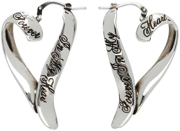 Photo: Acne Studios Silver Heart Hoop Earrings
