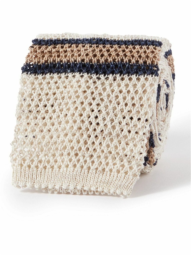 Photo: Brunello Cucinelli - Striped Knitted Cotton and Linen-Blend Tie