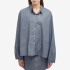 Deiji Studios Women's Day Shirt in Blue Pinstripe