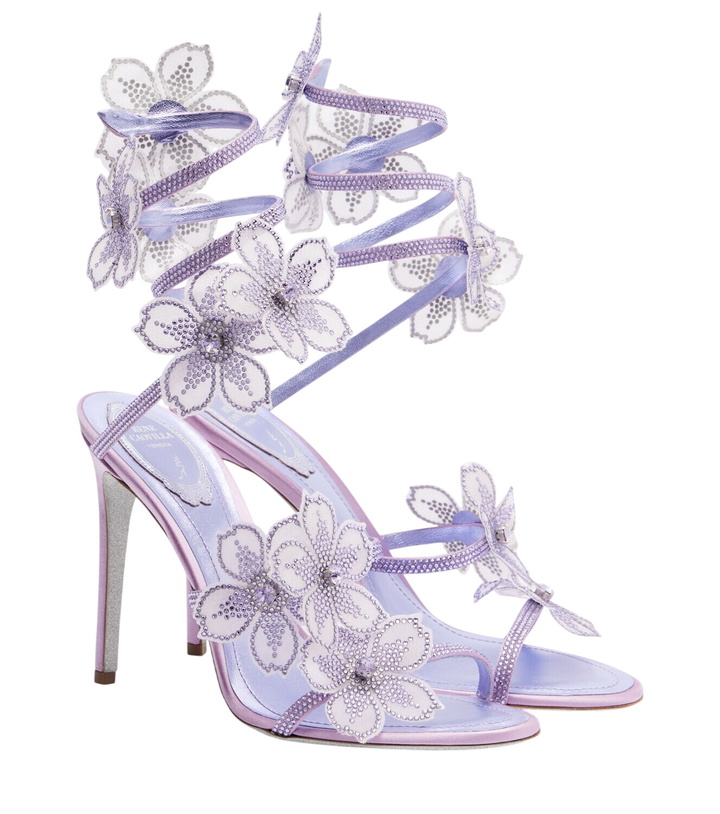 Photo: Rene Caovilla Floriane floral-appliqué satin sandals