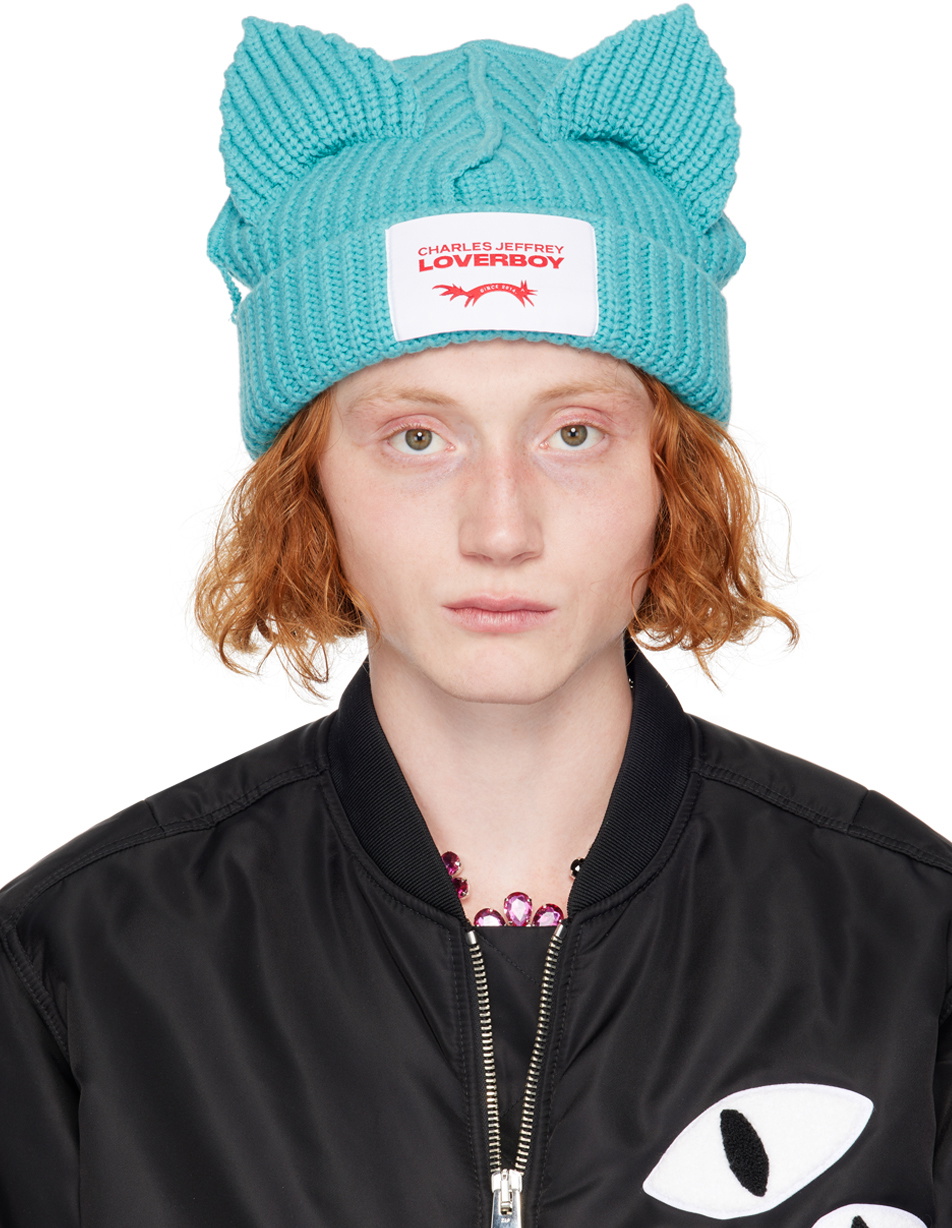 Charles Jeffrey LOVERBOY Blue Chunky Ears Beanie Charles Jeffrey