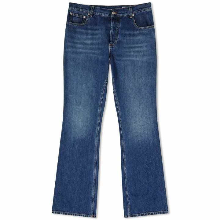 Photo: Alexander McQueen Men's Bootcut Jeans in Blue Washed