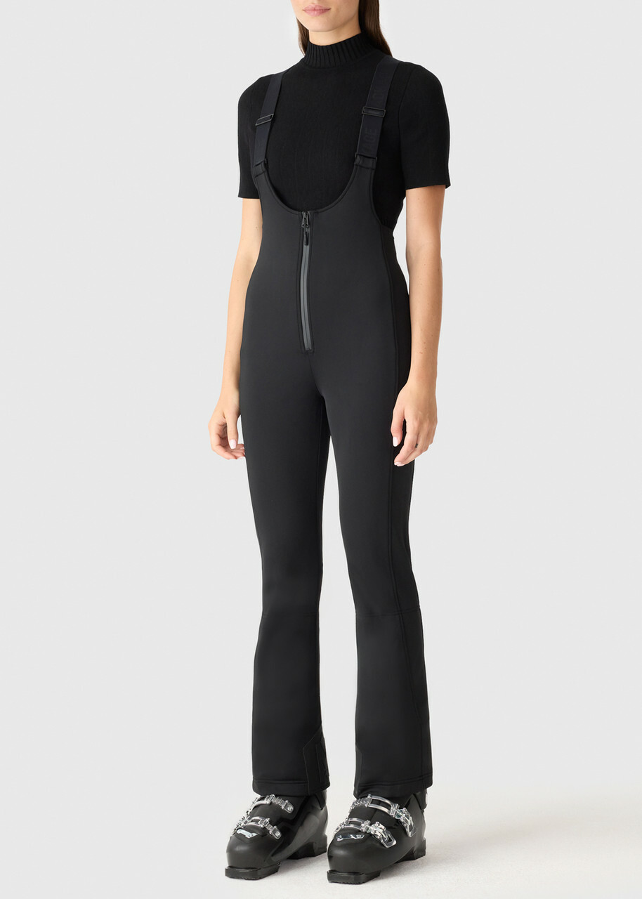 Mackage Gia Bonded Fleece-backed Techno Jersey Salopettes Black