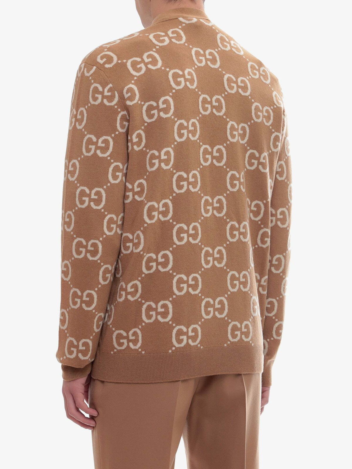 難あり GUCCI ベージュ カシミヤ 100% 長袖カーディガン スエード M Gucci Cardigan Beige Mens Gucci