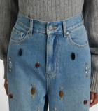 Xu Zhi Embellished high-rise wide-leg jeans