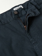 Corridor - Straight-Leg Garment-Dyed Stretch-Cotton Twill Trousers - Blue