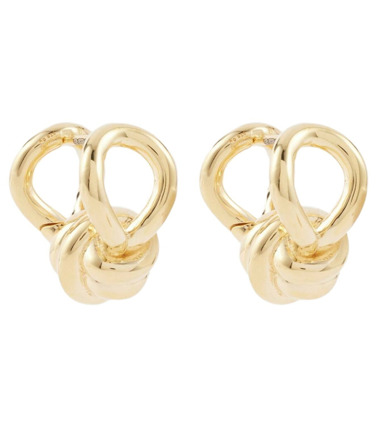ピアス BOTTEGA VENETA GOLD SILVER TWIST HOOD EARRINGS Bottega Veneta - Twist gold-plated and leather hoop earrings