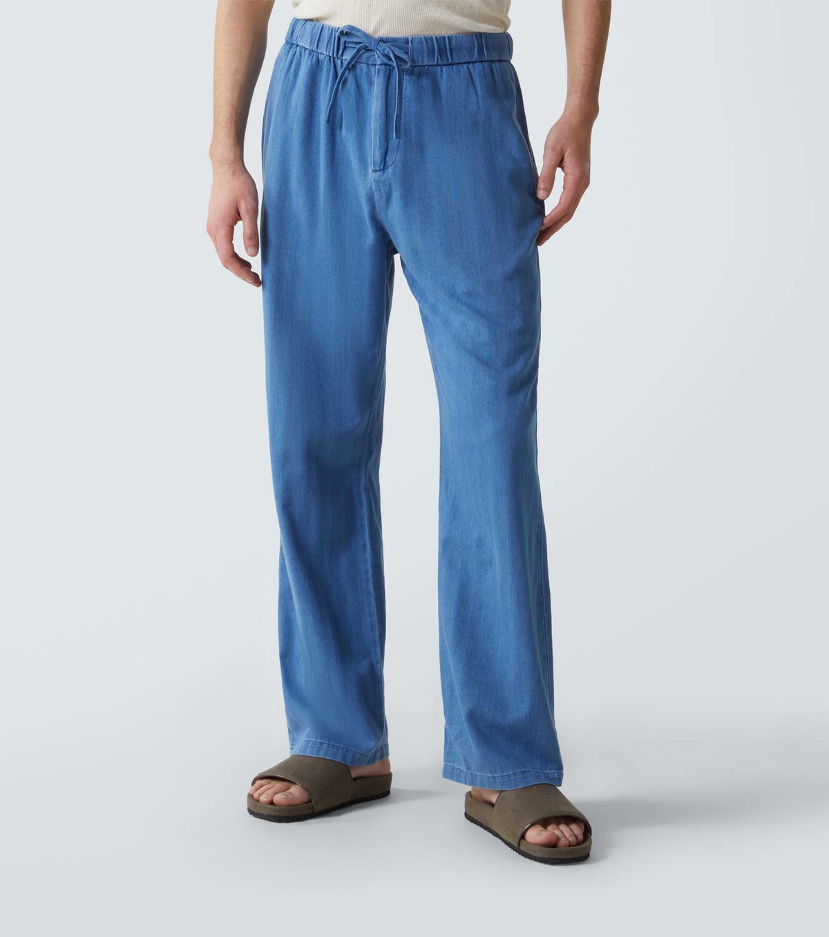 Frescobol Carioca Rocha herringbone cotton twill wide-leg pants