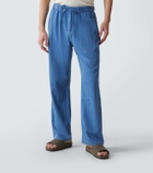 Frescobol Carioca Rocha herringbone cotton twill wide-leg pants