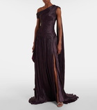 Marmar Halim Draped pleated silk chiffon gown