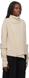 Y's Beige Rib Finger Hole Turtleneck