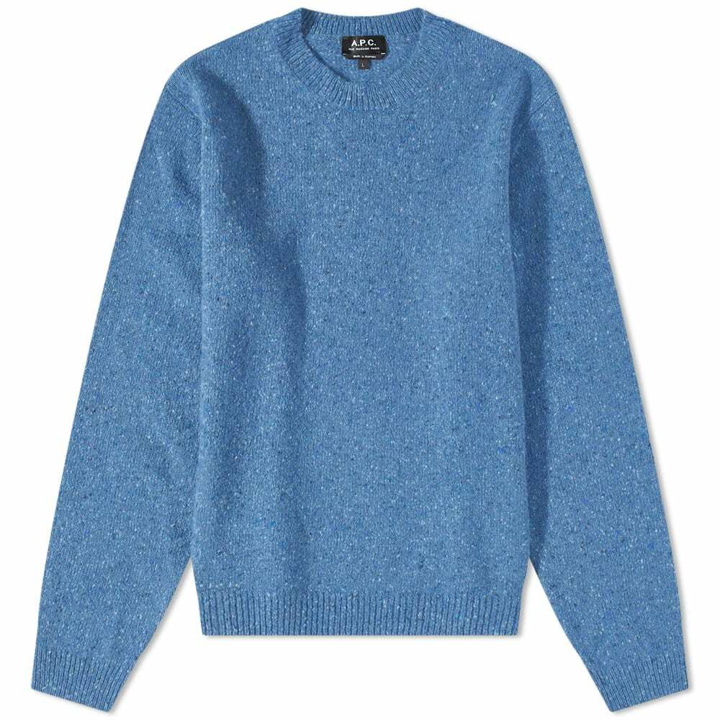 Photo: A.P.C. Men's A.P.C Chandler Donegal Crew Knit in Blue