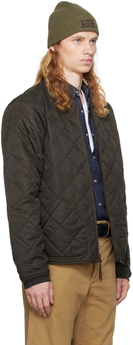 RRL Black Quilted Twill Bomber Jacket