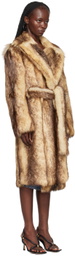 Bottega Veneta Beige Printed Faux-Fur Coat