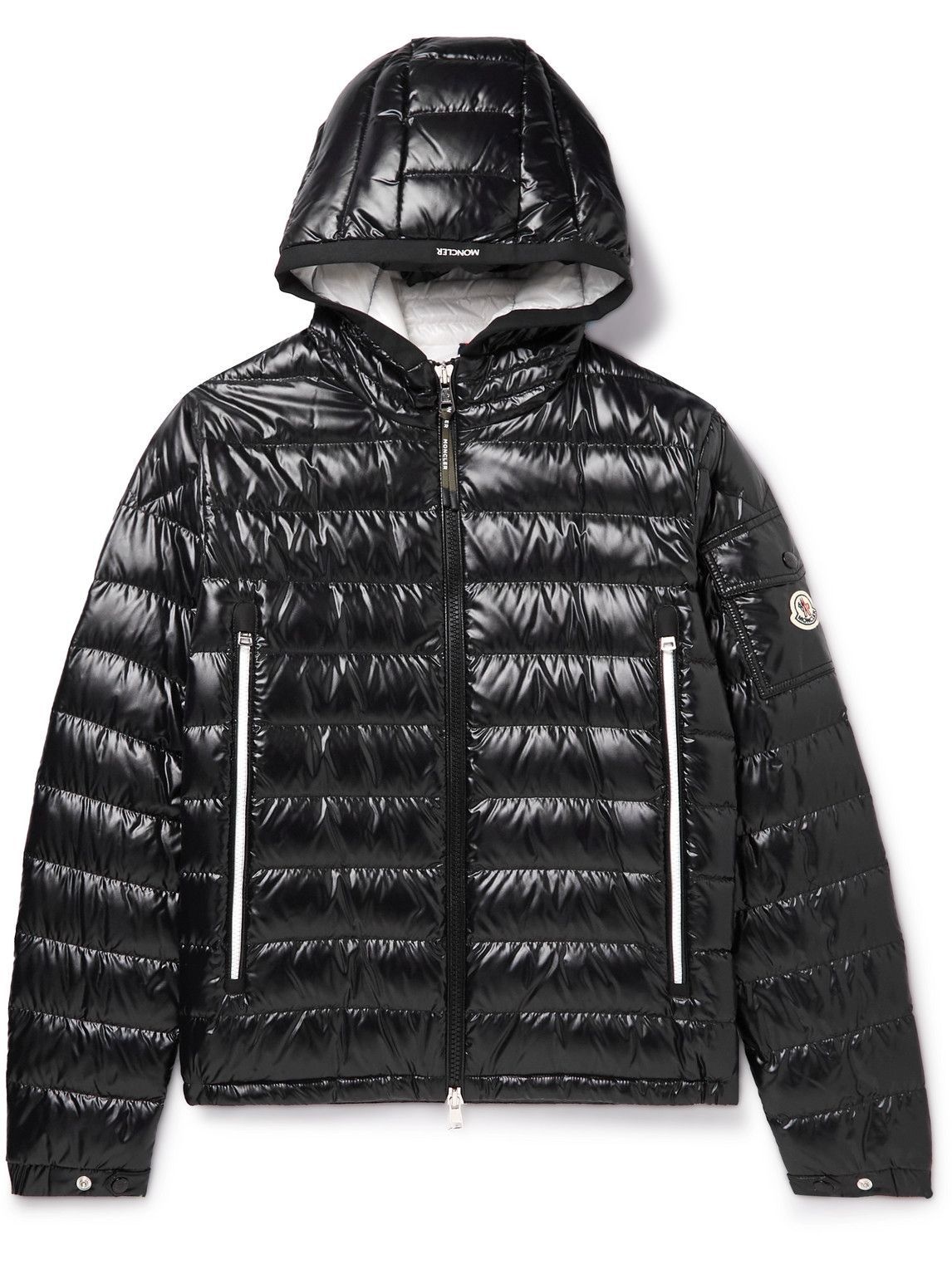Moncler - Galion Logo-Appliquéd Quilted Glossed-Shell Hooded Down ...