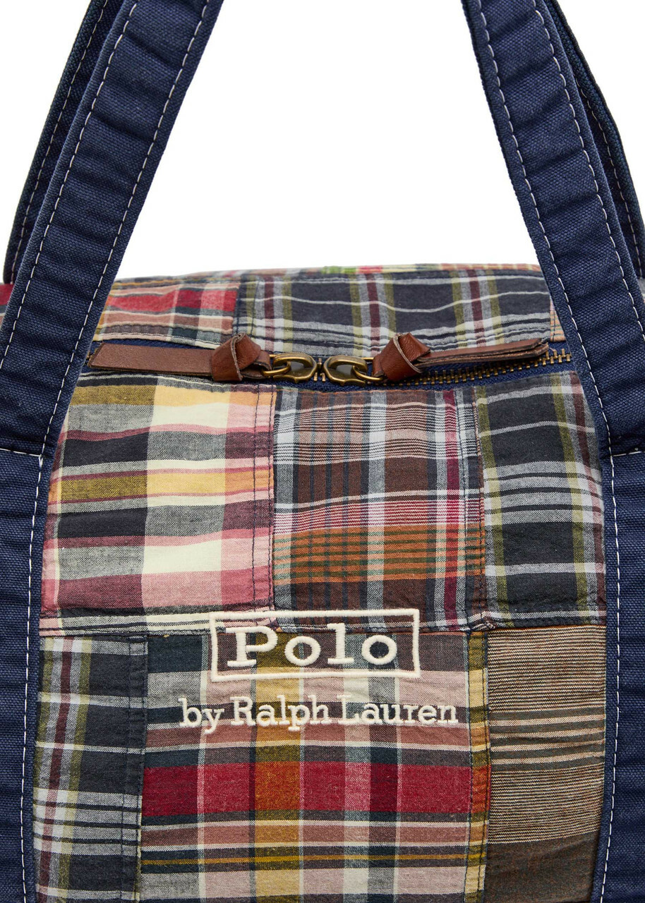 Polo Ralph Lauren Large Logo-embroidered Checked Cotton Duffle bag - Navy - One Size