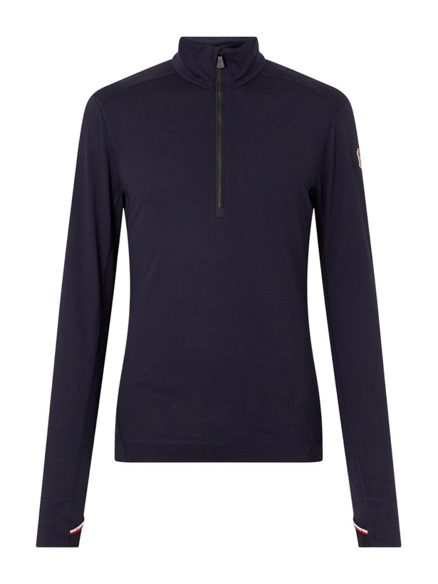 Photo: Moncler Grenoble - Wool-Blend Jersey Zip-Up Ski Base Layer - Blue