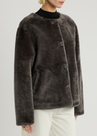 Arma Lucine Reversible Shearling and Leather Jacket Dark Brown
