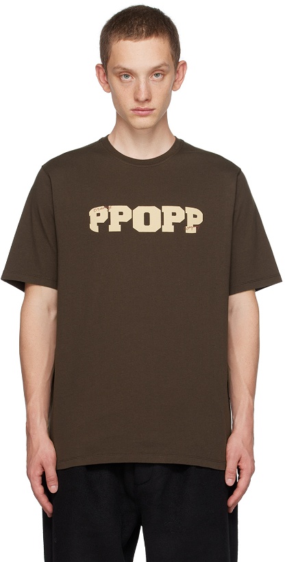 Photo: Pop Trading Company Brown Printed T-Shirt