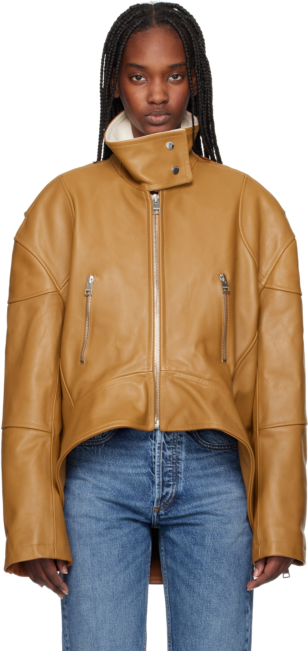 Jw Anderson レザージャケット JW Anderson ハイネック レザージャケット | ブラック | FARFETCH JP