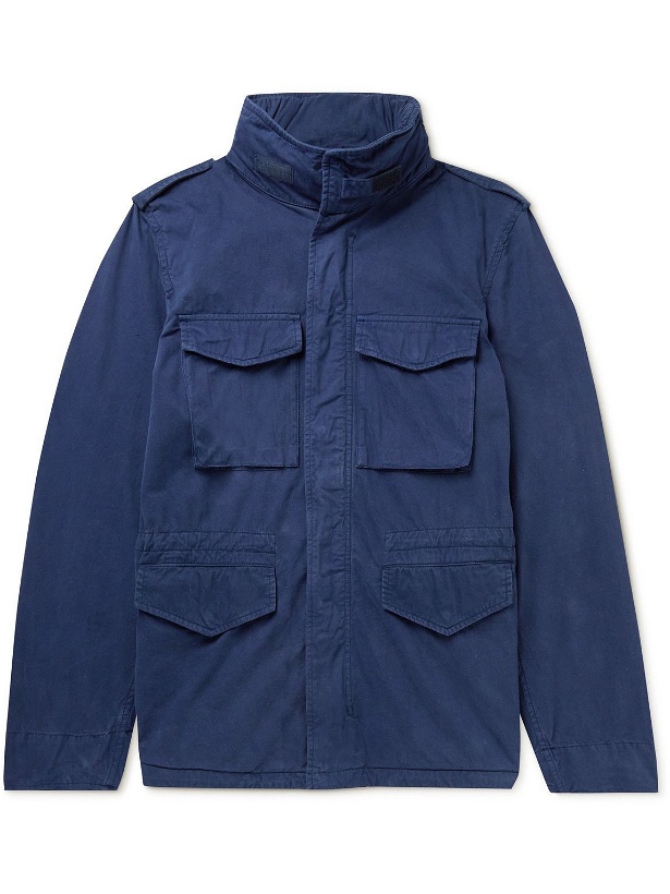 Photo: Aspesi - Cotton-Gabardine Hooded Field Jacket - Blue