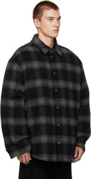 Off-White Black Flannel Wool Padded Overshirt Jacket