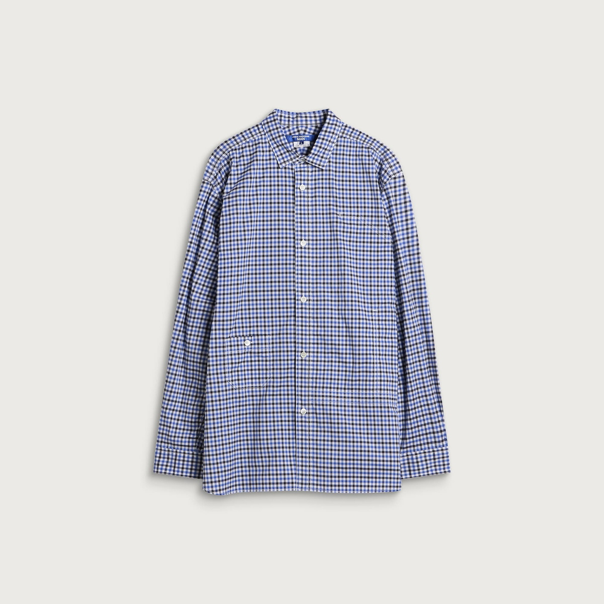 Junya Watanabe MAN Men's Mixed Check Corduroy Ripstop Shirt in White/Blue