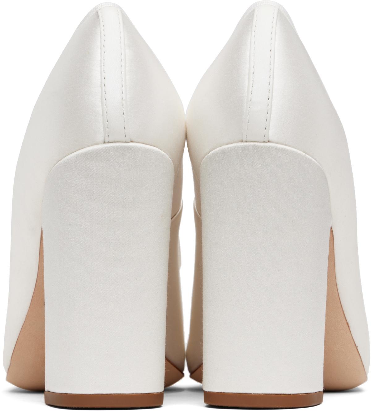 Sandy Liang White Pointe 100 Satin Heels