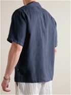 NN07 - Julio 5706 Convertible-Collar Linen Shirt - Blue