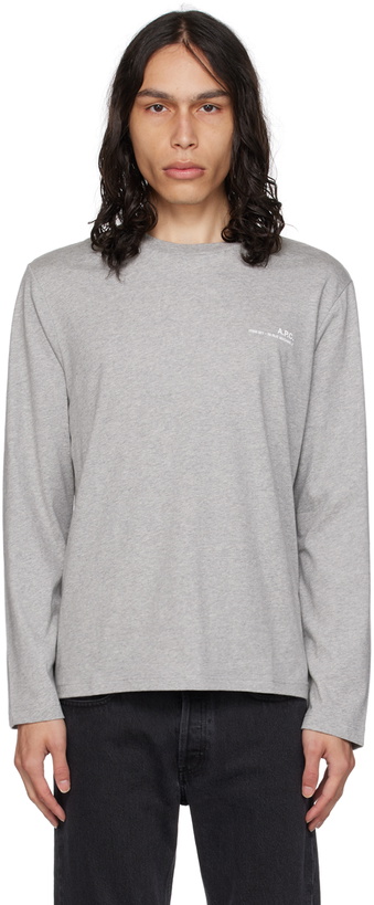 Photo: A.P.C. Gray Item Long Sleeve T-Shirt